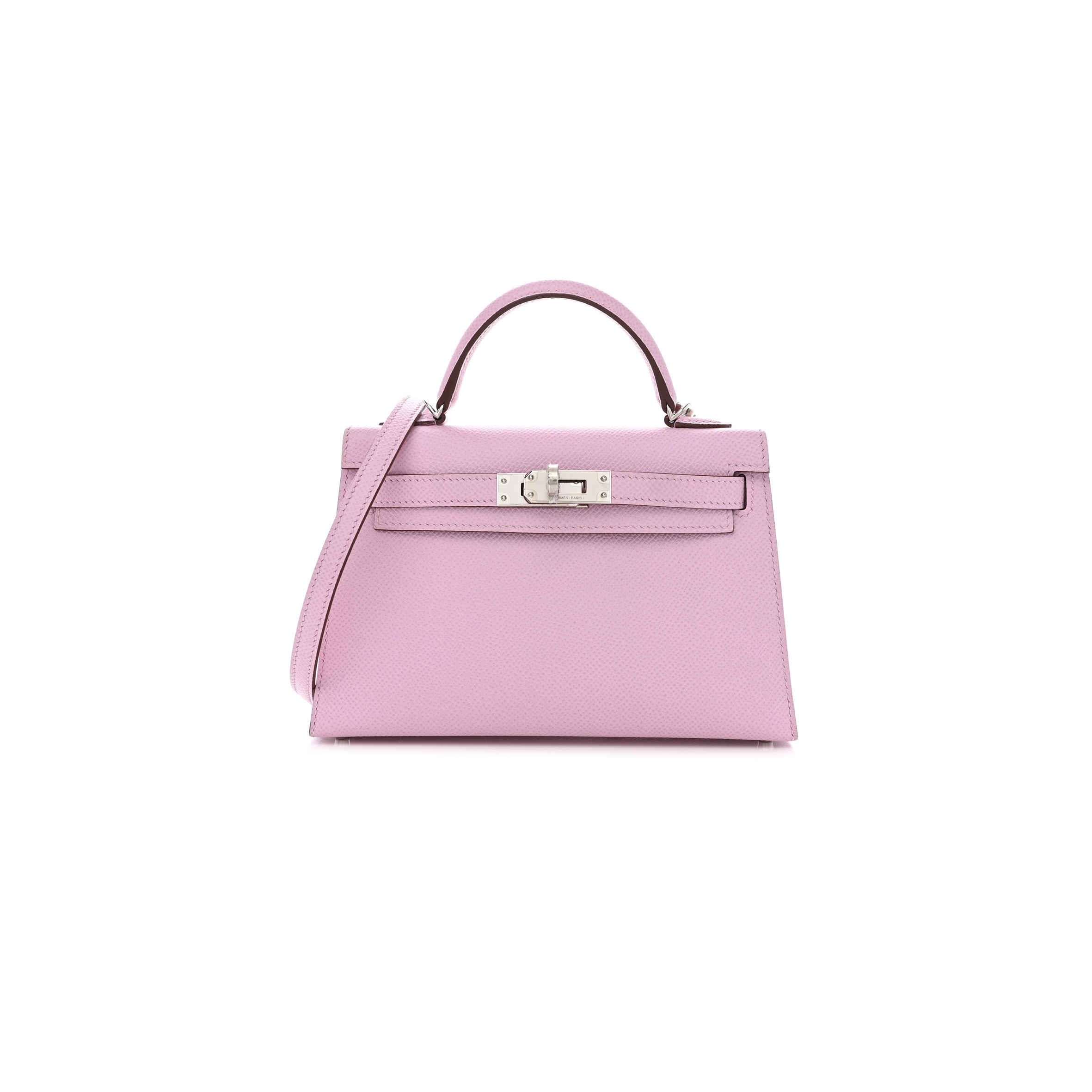 H**mes epsom mini kelly ll cherry blossom pink silver buckle (19*12*5.5cm)